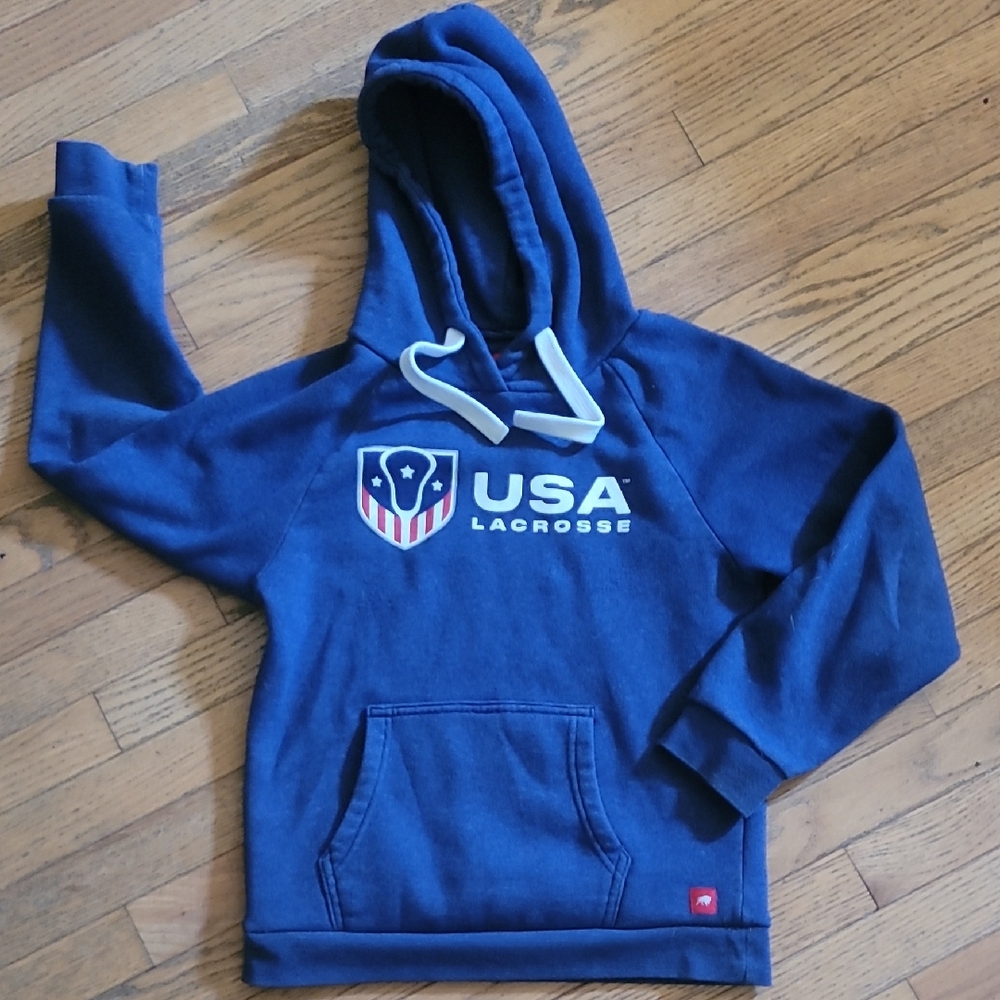 Blue USA Logo Hooded Sweatshirt Teen 10-12
